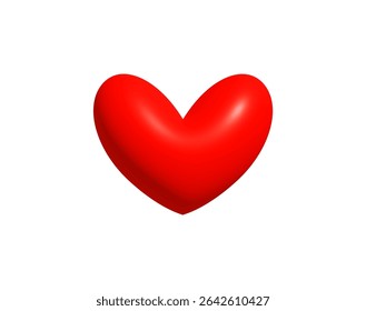 Romantic 3D Red Heart Symbol for Valentines Day, greeting card, love message, romantic chat, digital sticker, wedding decoration, anniversary gift design, and emotional icon. Vector Illustration.
