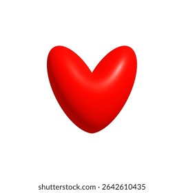 Romantic 3D Red Heart Symbol for Valentines Day, greeting card, love message, romantic chat, digital sticker, wedding decoration, anniversary gift design, and emotional icon. Vector Illustration.