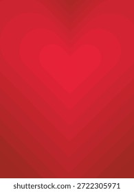 Un fondo abstracto romántico con Formas de corazón en capas en ricos tonos rojos. Los Gradientes suaves y la simetría crean profundidad, calidez y un sentimiento amoroso ideal para los temas de San Valentín.
