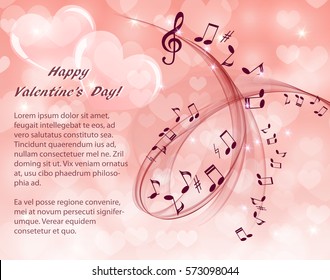 Romantic Abstract Background With Music Notes And Heart