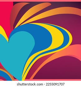 Romantic abstract cute geometric background with hearts. Tunnel of Concentric hearts. Abstract mosaic artwork.