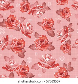 Romantic Abstract Elegance seamless floral pattern. Beautiful flower vector illustration texture with rose