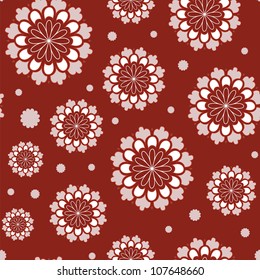romantic abstract flower vector seamless pattern red