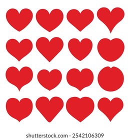 Romantic Abstract Love Hearts Symbols in Various Shapes for Valentine's Day.