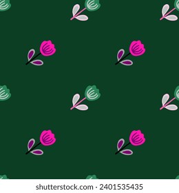 Romantic and abstract rose illustration in a seamless design, ideal for spring textiles, decorative backgrounds, and vintage-inspired fashion prints.