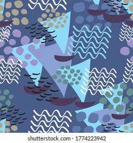 ornamento vectorial abstracto romántico sin fisuras en estilo marino