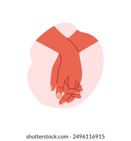 Romantic African couple hands holding, hand shake vector flat illustration. Unity human arm gesture emoji icon. Cartoon love relationship and friendship, sympathy and appreciate sign