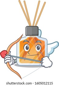 Romantic air freshener sticks Cupid cartoon character with arrow and wings