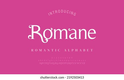 Romantic alphabet letters font. Typography love elegant wedding classic lettering serif fonts decorative vintage retro concept. vector illustration