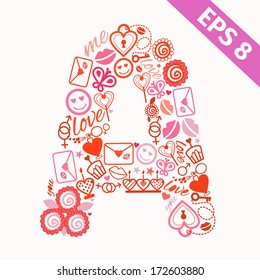 Romantic alphabet set