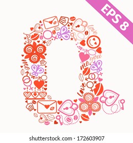 Romantic alphabet set