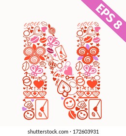 Romantic alphabet set