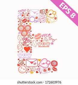Romantic alphabet set