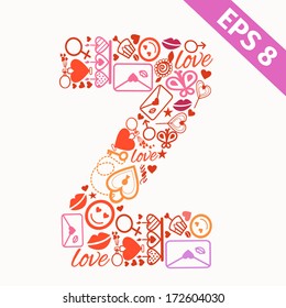 Romantic alphabet set