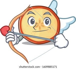 Romantic apple chips Cupid cartoon character with arrow and wings