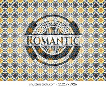 Romantic arabesque emblem background. arabic decoration.