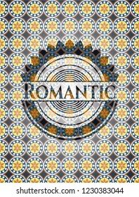 Romantic arabic style badge. Arabesque decoration.
