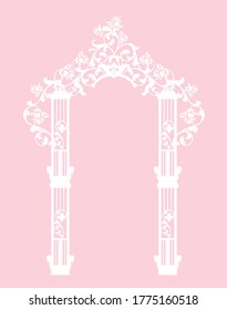 romantic arch with rose flowers decor for wedding ceremony - vector silhouette design for invitation or greeting card
