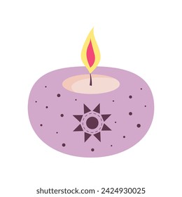 Romantic aroma candle. Calm and cozy atmosphere concept. Cartoon flat vector illustration.