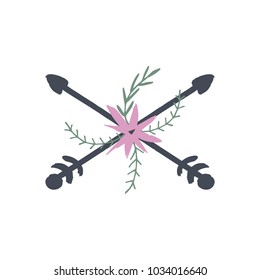 Romantic arrows logo, tribal art, arrows label, tattoo, sticker and other. 
Decor elements for scrapbooking, postcards, cards, posters, souvenirs. 
Vector, clip art and jpg. Isolated.