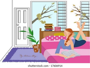 Romantic Autumn Story : vector illustration