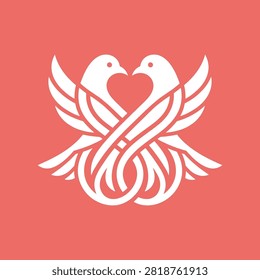 Romantic avian logo representing love, peace, and togetherness.