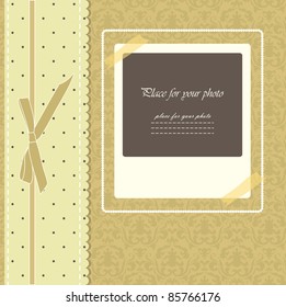 Romantic baby beautiful girl card with your text for invitation, greeting, birthday, label, postcard, frame, gift and scrapbooking (vector version eps 10)