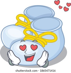 Romantic baby boy boots cartoon character has a falling in love eyes