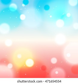 Romantic backdrop with bokeh effect. Bright and colorful blurred background for Valentine's Day and birthday cards designs.