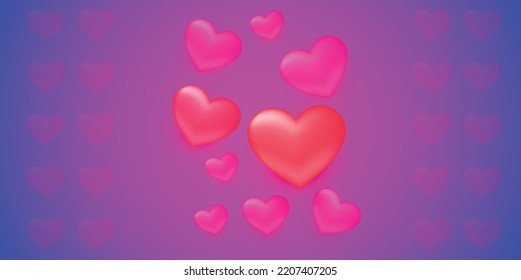 Romantic background with 3D heart shapes vector illustration for valentine's day, wedding and anniversary celebration