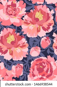 Romantic background with blooming peonies