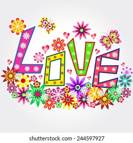 Romantic background with colorful flowers