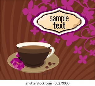 Romantic background with cup of coffee