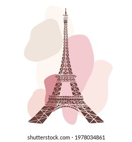 Romantic background with Eiffel tower, vector illustration