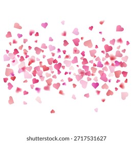 Fondo romántico con los corazones rosas y rojos que caen confeti en blanco, Ilustración vectorial