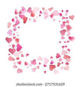 Fondo romántico con los corazones rosas y rojos que caen confeti en blanco, Ilustración vectorial