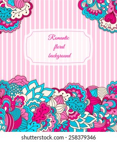 Romantic background with floral pattern. Hand drawn background can be used for cards and invitations.