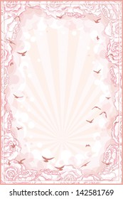 Romantic background with hand drawn roses frame