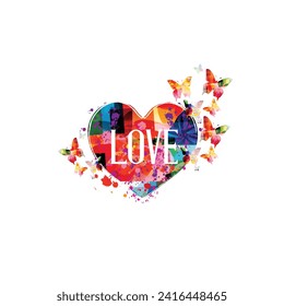 Romantic background with heart. Happy Valentine's Day cute banner, poster, card or web background.	