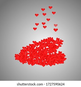 Romantic background, heart lined with hearts, love, affection, feelings of hearts, red color, vector illustration
