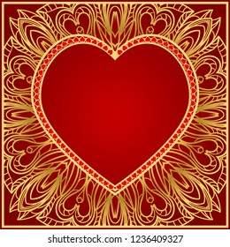 Romantic Background With Heart. Template Greeting Card, Invitation Or Posters. Vector Illustration