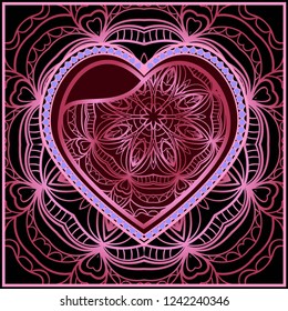 Romantic Background With Heart. Template Greeting Card, Invitation Or Posters. Vector Illustration