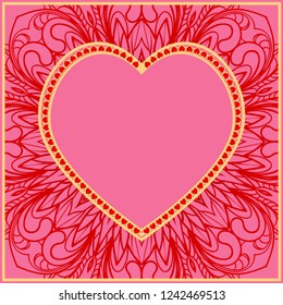 Romantic Background With Heart. Template Greeting Card, Invitation Or Posters. Vector Illustration