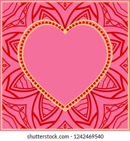 Romantic Background With Heart. Template Greeting Card, Invitation Or Posters. Vector Illustration