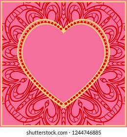 Romantic Background With Heart. Template Greeting Card, Invitation Or Posters. Vector Illustration