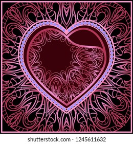 Romantic Background With Heart. Template Greeting Card, Invitation Or Posters. Vector Illustration