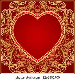 Romantic Background With Heart. Template Greeting Card, Invitation Or Posters. Vector Illustration