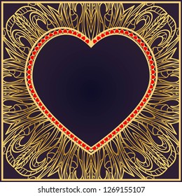 Romantic Background With Heart. Template Greeting Card, Invitation Or Posters. Vector Illustration