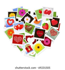 Romantic Background With Hearts From Photo, Vector Illustration