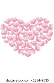 Romantic background with hearts shapes